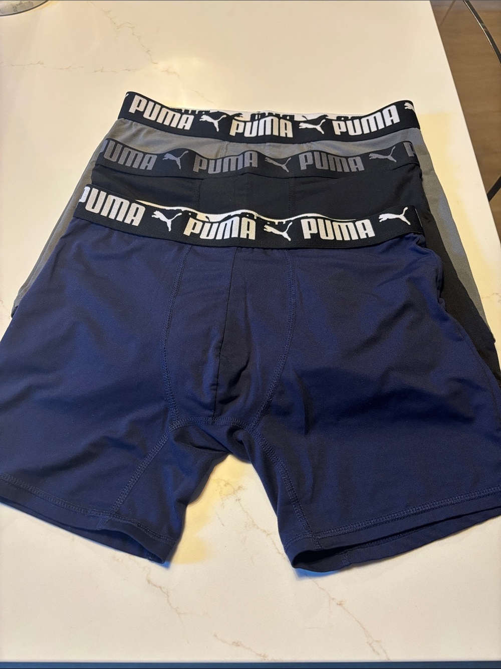 Puma Men's Boxer Briefs Trio - Navy, Black, Gray
